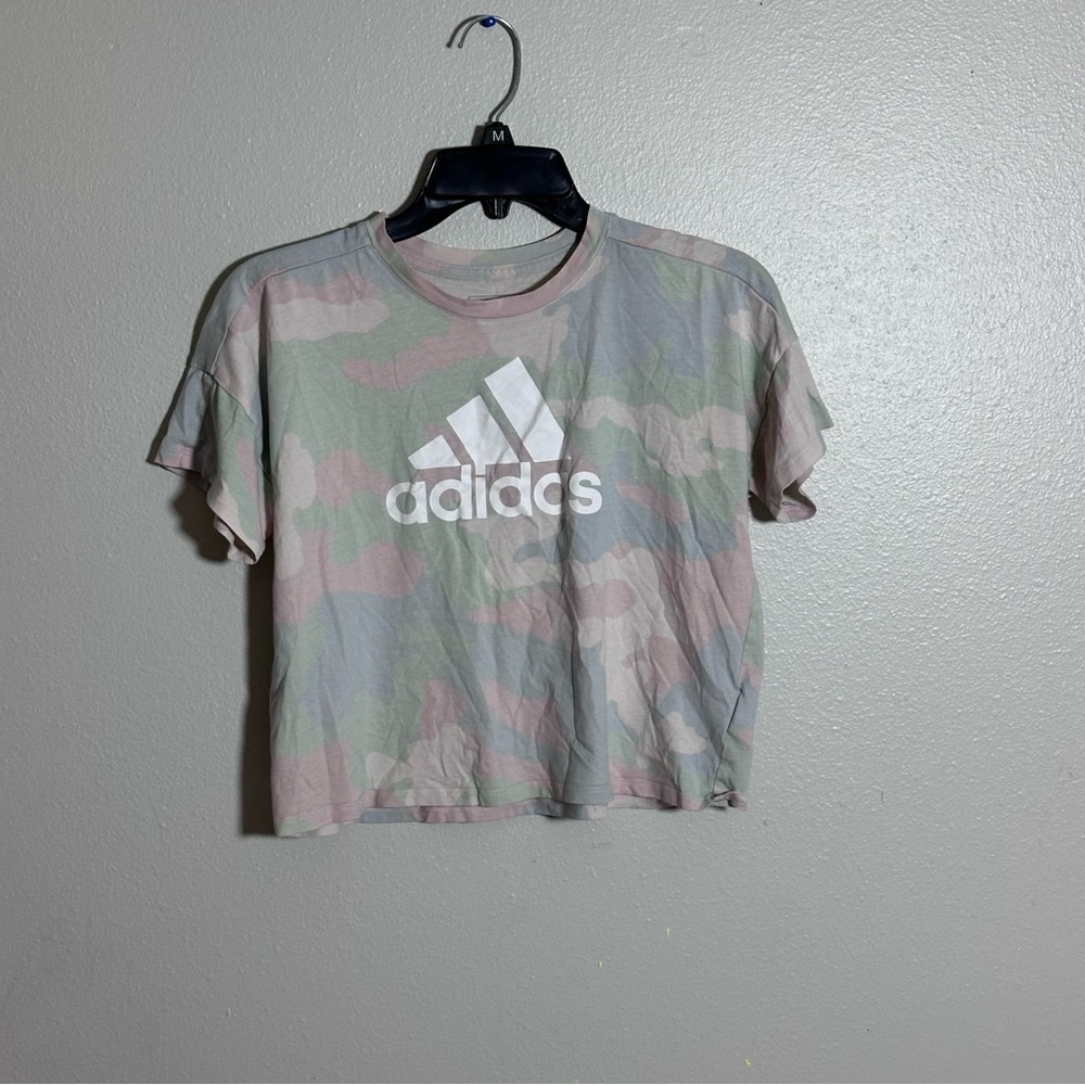 Adidas Women Loose Fit‎ Shirt Tie Dye Cropped Logo Top size M